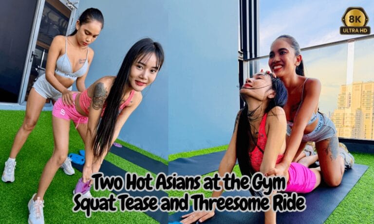 Two Hot Asians at the Gym: Squat Tease and Threesome Ride featuring Lisa Star - SexLikeReal VR Porn